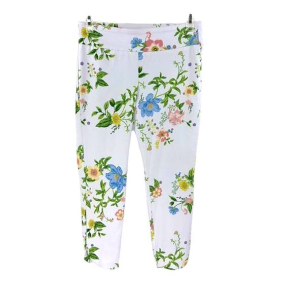 Zac & Rachel Pants Pull On 8P Floral Stretch Ankle - Picture 2 of 12